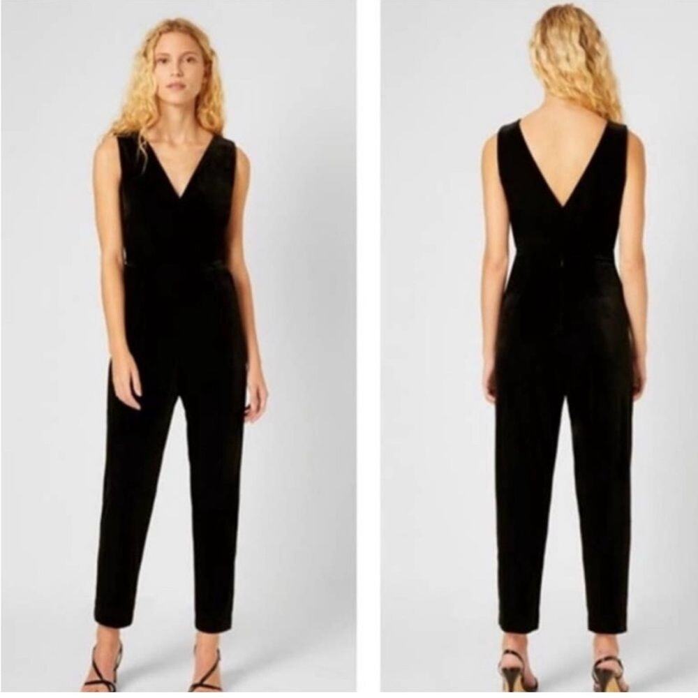 French Connection Marie V Neck Jumpsuit Black Size 10 Minimalist NWT